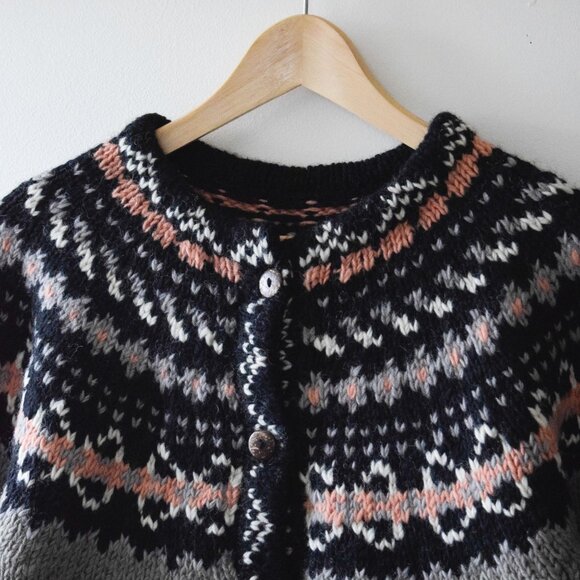 OOAK hand knit wool cardigan - Picture 2 of 4